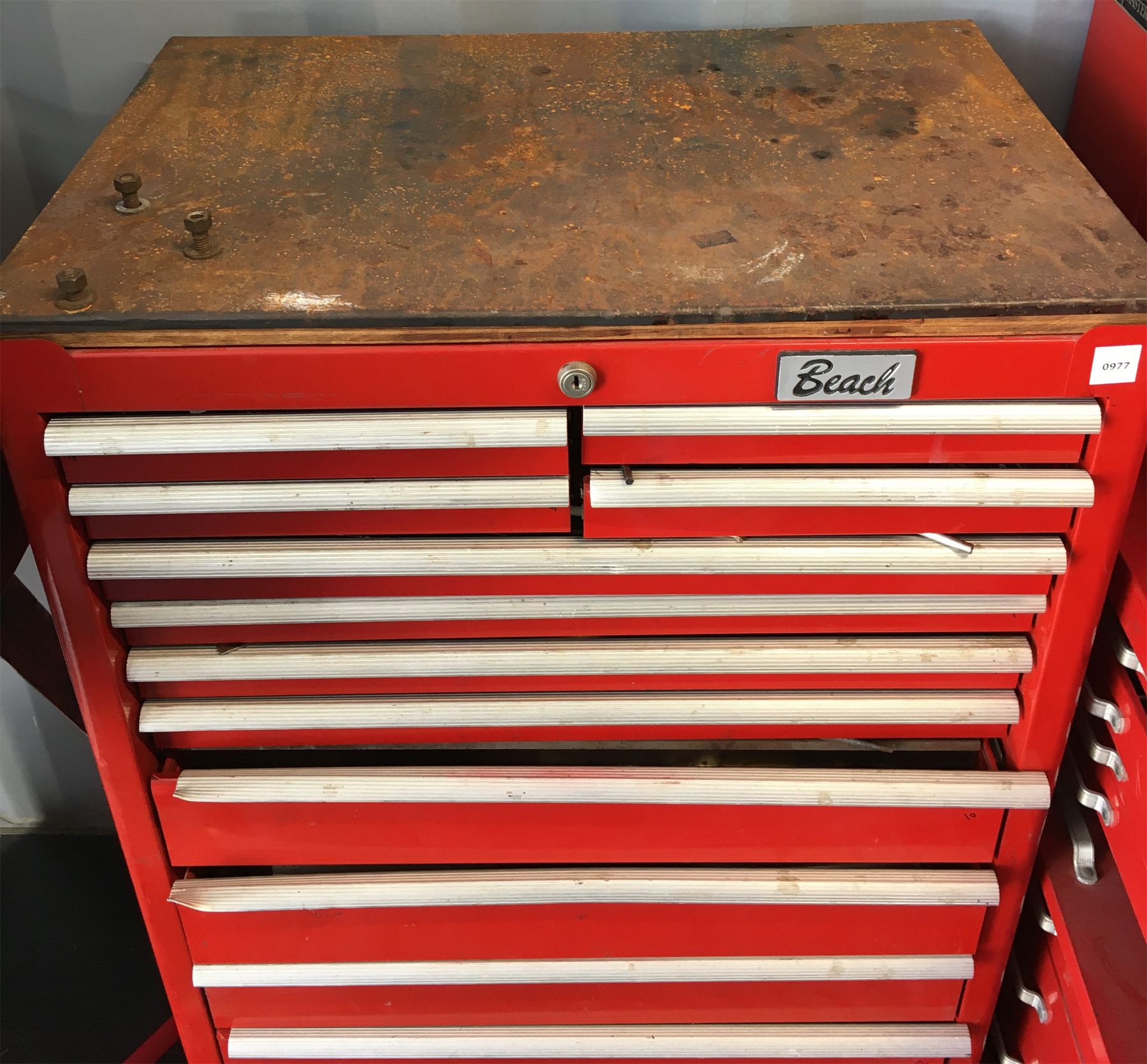 BEACH INDUSTRIES ROLLING TOOL CADDY W/ CONTENTS