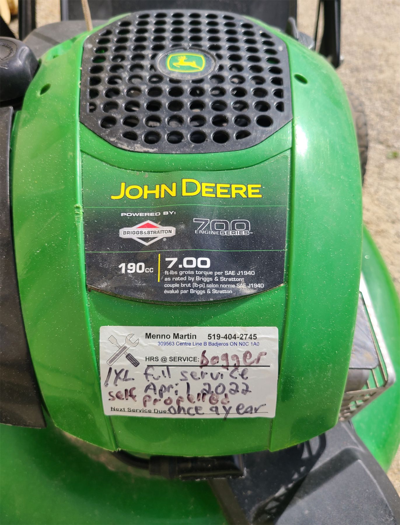 JOHN DEERE MODEL JS26 190cc 22in FRONT WHEEL DRIVE MOWER Kidd Family john-deere-model-js26-190cc-22in-front-wheel-drive-mower-kidd-family