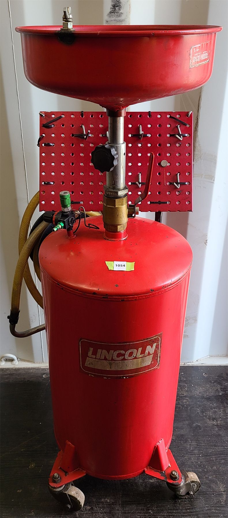 Oil Drain Bucket Rack LINCOLN OIL DRAIN BUCKET W/AIR DISCHARGE - Kidd Family Auctions