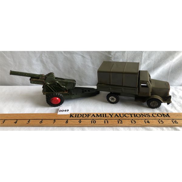 LOT OF 2 - MADE IN JAPAN TIN MILITARY TRUCK AND CANON 
