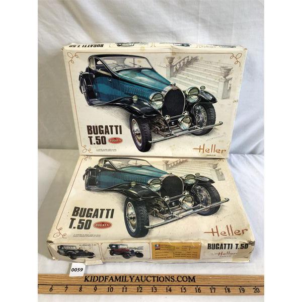 LOT OF 2 - HELLER BUGATTI T.50 1:24 SCALE MODELS IN BOX