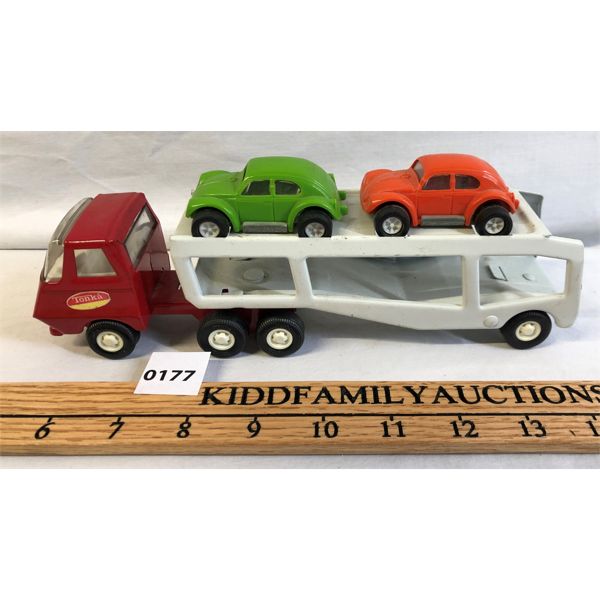 TONKA PRESSED STEEL CAR HAULER W/ 2 CARS