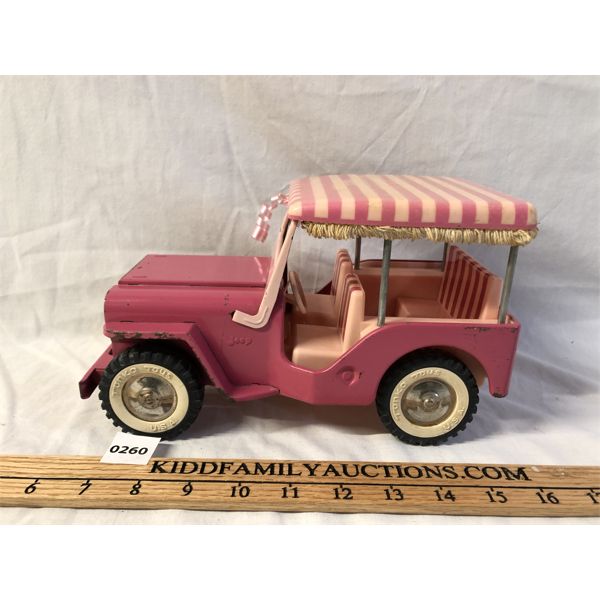 TONKA PRESSED STEEL PINK JEEP - 9.5in LONG