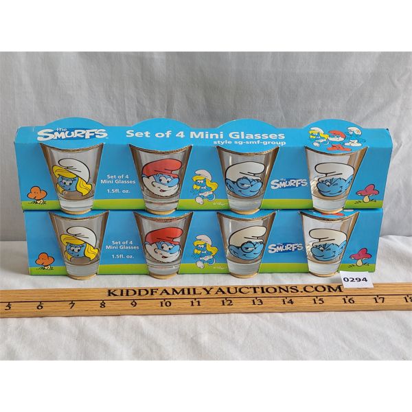 LOT OF 2 - THE SMURFS COLLECTIBLE MINI GLASS SET 