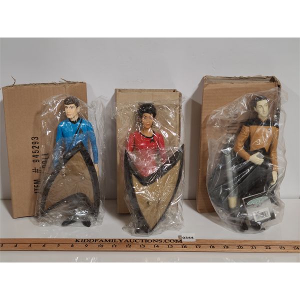 LOT OF 3 - 1991 PARAMOUNT STAR TREK DOLLS - MCCOY, UHARA, DATA