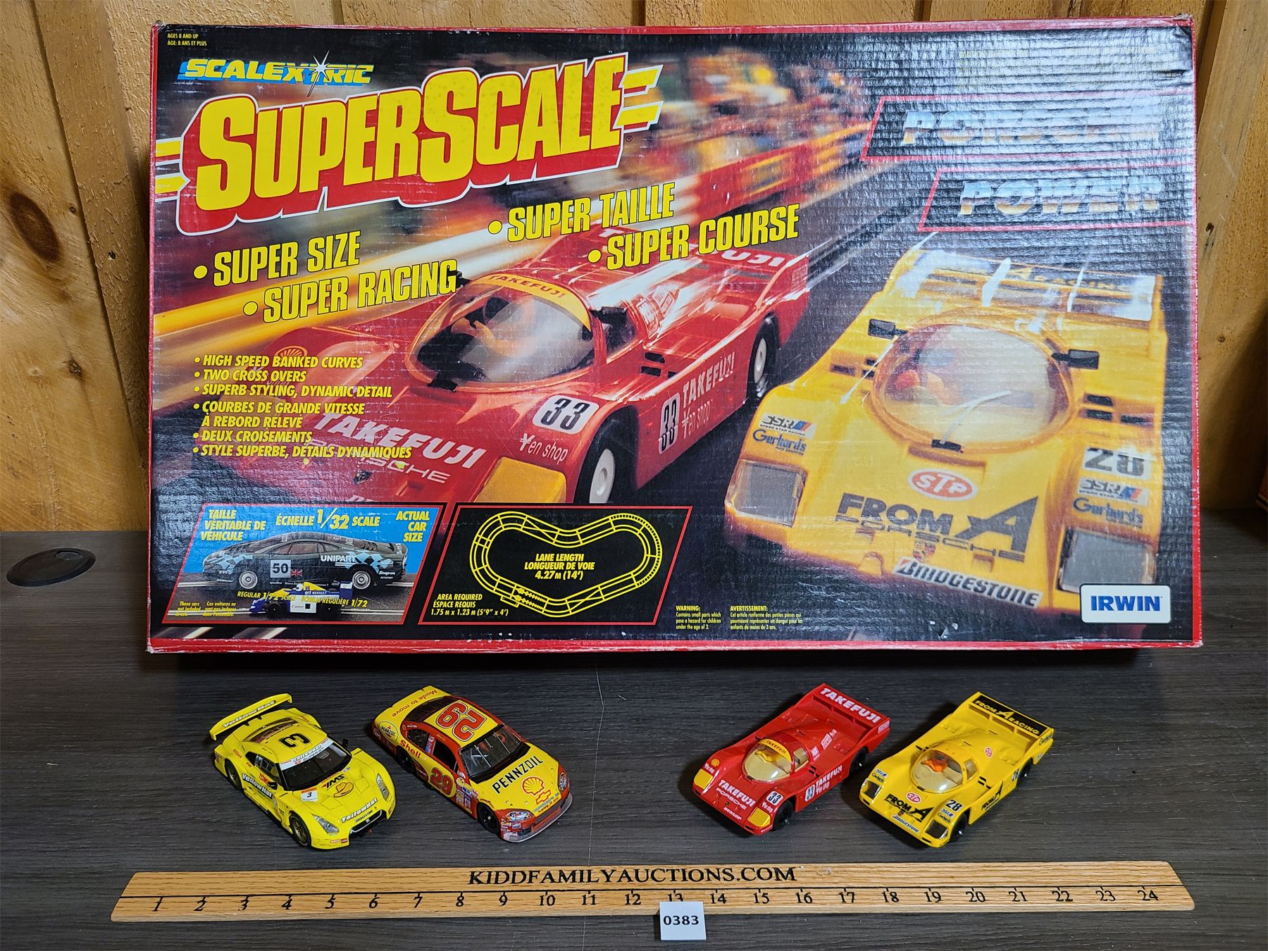 IRWIN SCALEXTRIC 1:32 SUPER SCALE PORSCHE POWER SLOT CAR TRACK W/ 4 ...