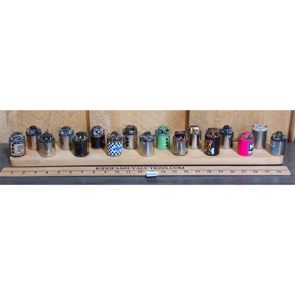 LOT OF 17 - VINTAGE RC ELECTRIC MOTORS ON STAND