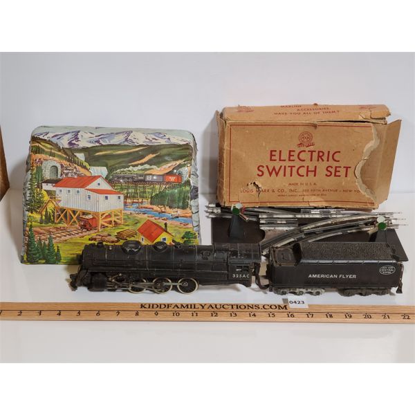 LOT OF 3 - AMERICAN FLYER LOCOMOTIVE AND MARX ELECTRIC SWITCH SET