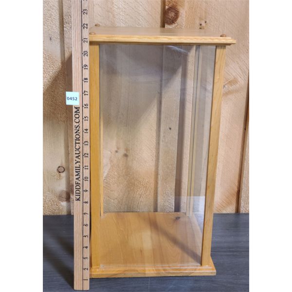 WOOD & 3-SIDED GLASS DISPLAY CABINET - 12 x 12 x 21.5 in