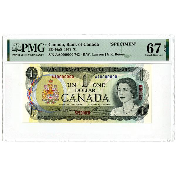 Bank of Canada, 1973 Specimen Banknote