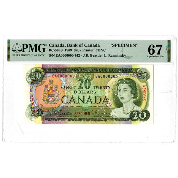 Bank of Canada, 1969 Specimen Banknote