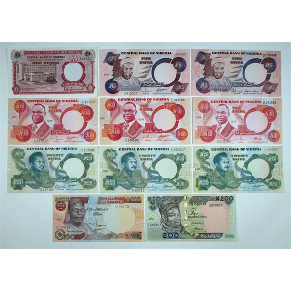 Nigeria, Assortment of Various Issuers, ND (1967) to 2005, Assortment of 11 Notes