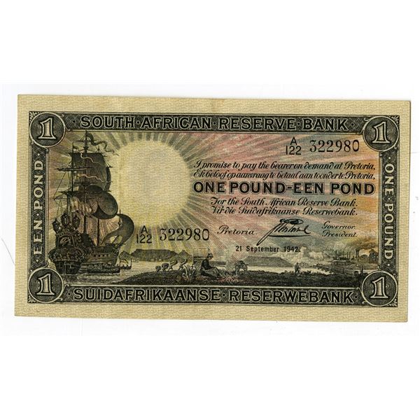 South African Reserve Bank, 1942 Issue Banknote.