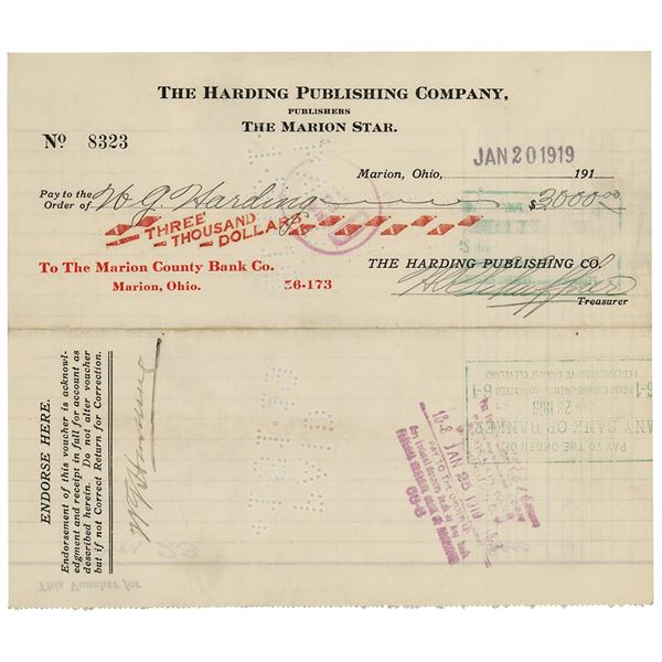 Warren G. Harding Document Signed