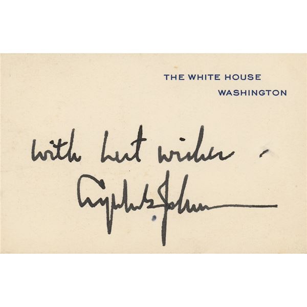 Lyndon B. Johnson Signed White House Card