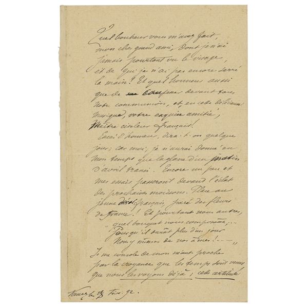 Emile Galle Autograph Letter Signed