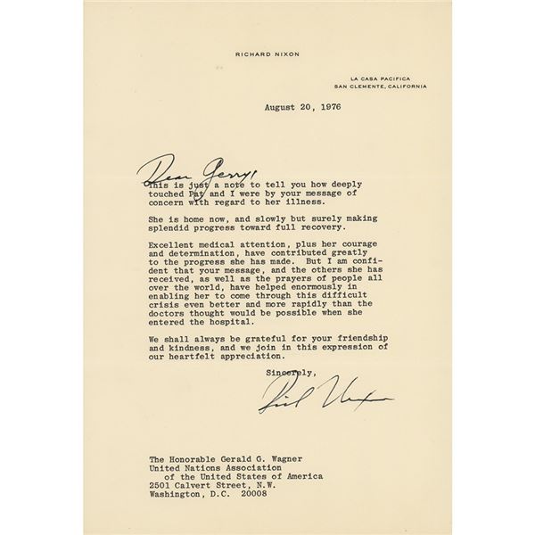 Richard Nixon Typed Letter Signed