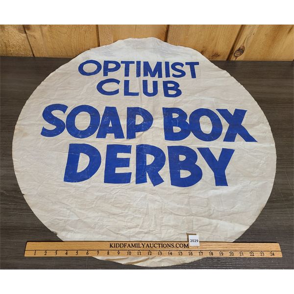 OPTIMIST CLUB SOAP BOX DERBY CLOTH BANNER - 33in DIA