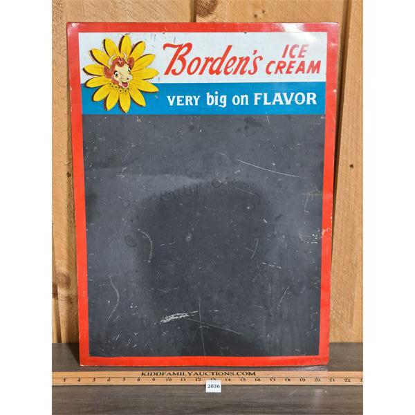BORDEN'S ICE CREAM TIN CHALKBOARD SIGN - 18 x 23in