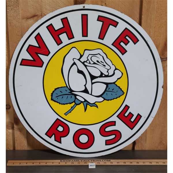 WHITE ROSE MASONITE SIGN - 24in DIA