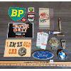 Image 1 : JOB LOT - MISC GAS AND OIL COLLECTIBLES - INCL DECALS, LICENSE PLATE TOPPER, ETC.