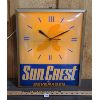 Image 2 : SUN CREST BEVERAGES GLASS FACE LIGHT UP CLOCK - 3.5 x 13 x 16in