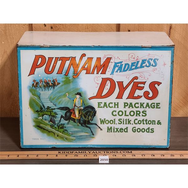 PUTNAM DYES TIN COUNTERTOP STORE DISPLAY
