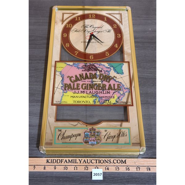 CANADA DRY PALE GINGER ALE MIRROR CLOCK - 10.5 x 20.5in