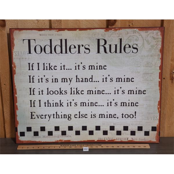 TODDLERS RULES SST SIGN - 22 x 28in