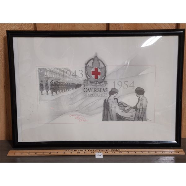 CANADIAN RED CROSS - FRAMED SKETCH PRINT - 17 x 21in