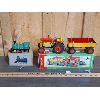 Image 1 : LOT OF 2 - WIND-UP TIN TOYS - TRAIN AND TRACTOR