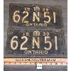 Image 1 : LOT OF 2 - 1939 ONTARIO LICENSE PLATE SET 