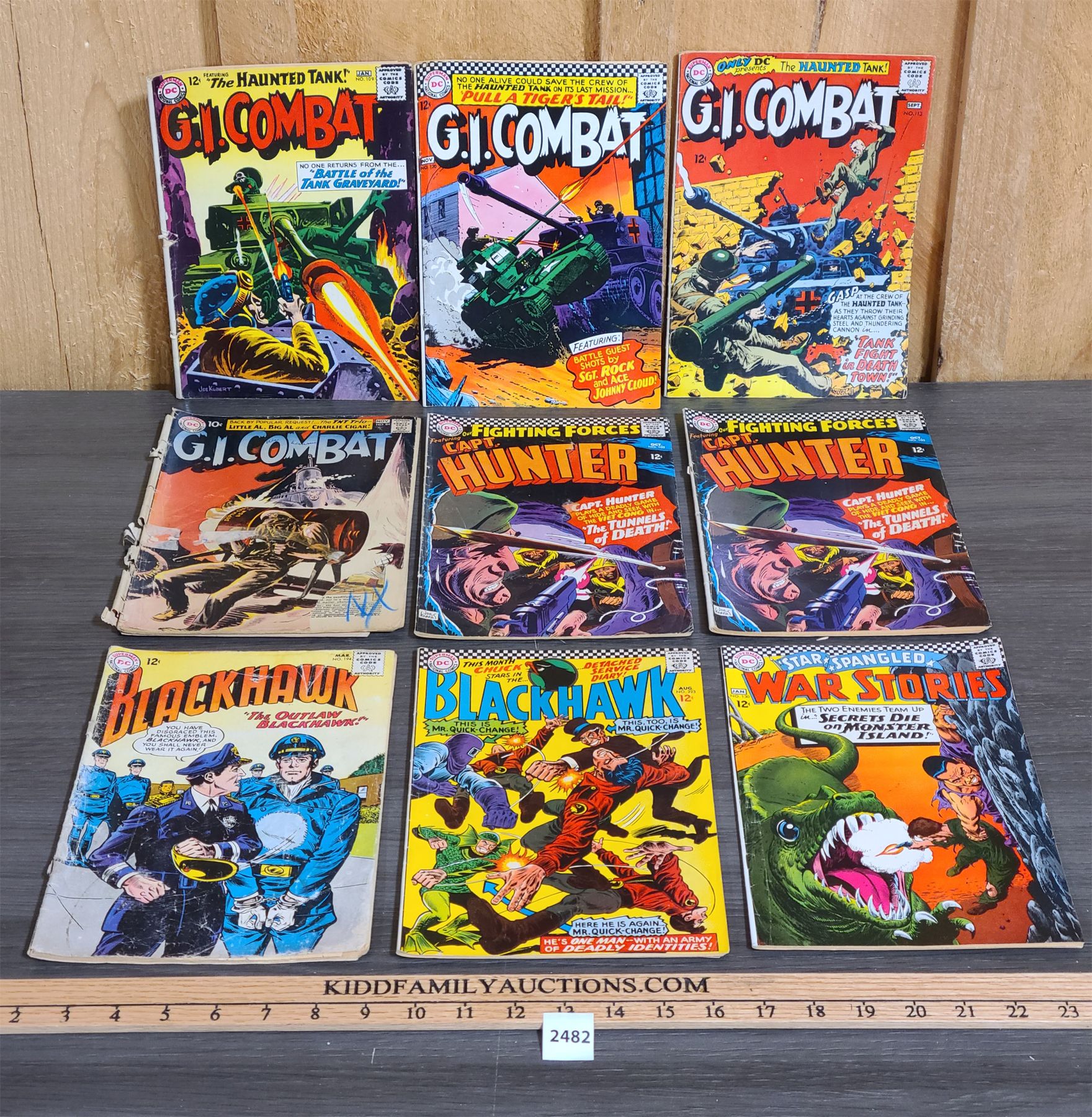 LOT OF 9 - CDC 12 CENT COMICS INCL- BLACKHAWCK, CAPT. HUNTER & G.I. COMBAT