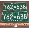 Image 1 : PAIR OF 1972 ONTARIO LICENSE PLATES