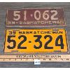 Image 1 : LOT OF 2 - 1930's SASKATCHEWAN LICENSE PLATES