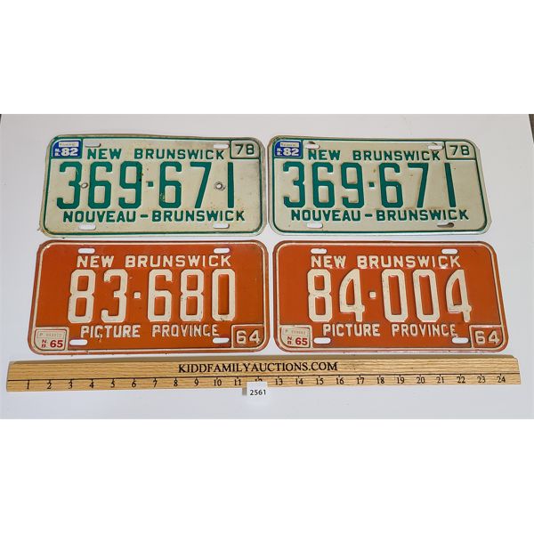 LOT OF 4 - 1960's-1970's NEW BRUNSWICK LICENSE PLATES