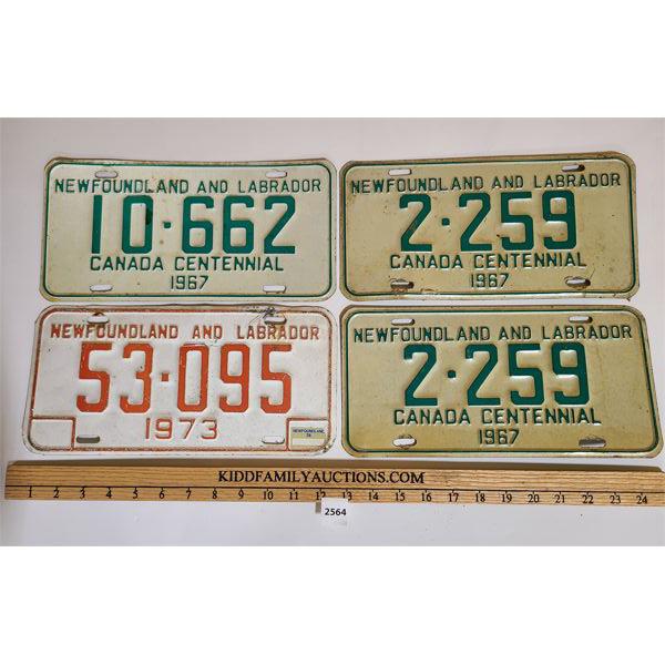 LOT OF 4 - NEWFOUNDLAND AND LABRADOR LICENSE PLATES 