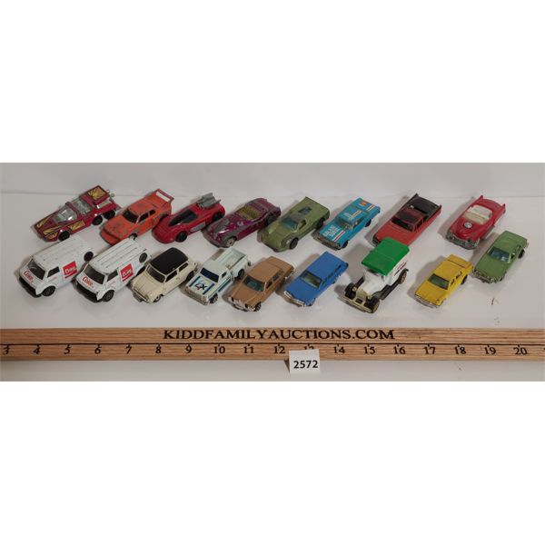 LOT OF 17 - MISC DIECAST VEHICLES - INCL HOT WHEELS, MARTOY, CORGI ETC.
