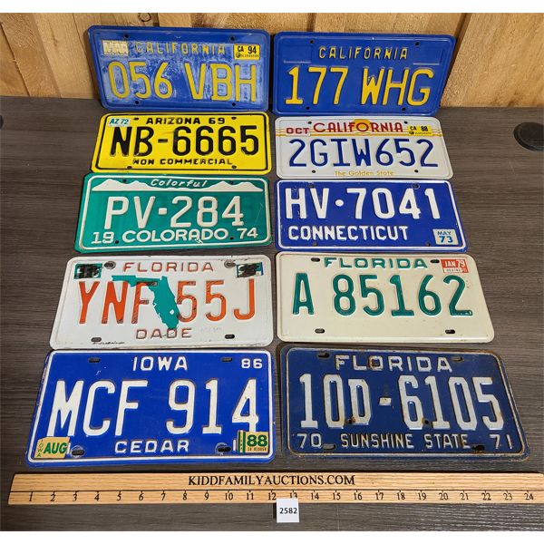 LOT OF 10 - MISC USA LICENSE PLATES