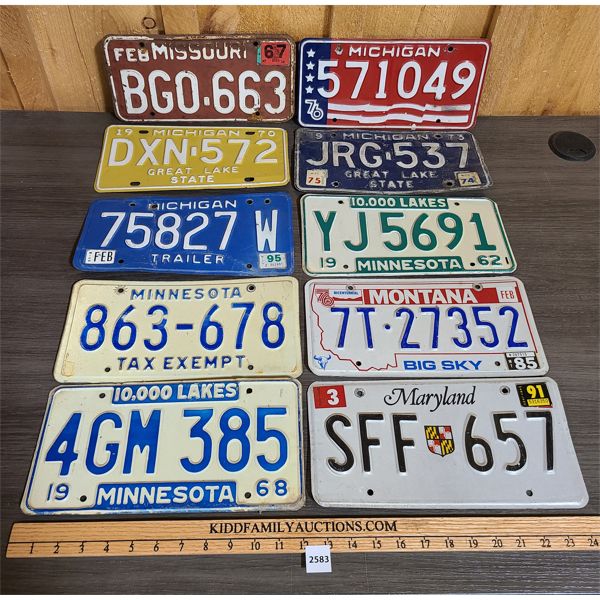 LOT OF 10 - MISC USA LICENSE PLATES