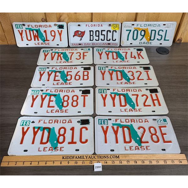 LOT OF 11 - FLORIDA STATE LICENSE PLATES