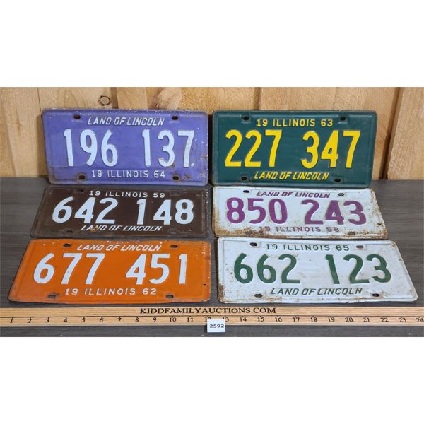 LOT OF 6 - ILLINOIS LICENSE PLATES