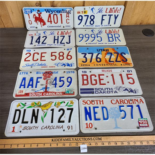 LOT OF 10 - MISC USA LICENSE PLATES