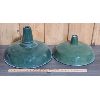 Image 1 : LOT OF 2 - GREEN ENAMEL LAMP SHADES