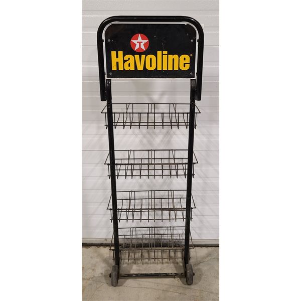 TEXACO HAVOLINE MOTOR OIL STORE DISPLAY RACK - 9 x 18 x 54in