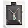 Image 2 : #49-NATURAL UNHEATED EMERALD,CZ  PENDANT NECKLACE
