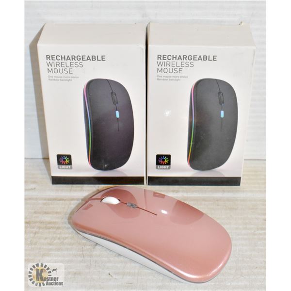 LOT OF 2 RECHARGEABLE WIRELESS MICE WITH RAINBOW