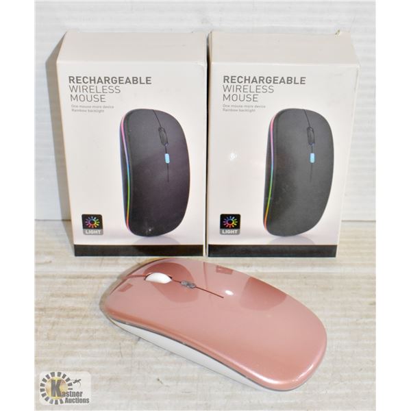 LOT OF 2 RECHARGEABLE WIRELESS MICE WITH RAINBOW