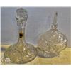 Image 1 : VINTAGE PINWHEEL CRYSTAL DECANTER & CANDY DISH SET
