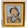 Image 1 : VINTAGE CROSS STITCH FISHERMAN FRAMED PICTURE